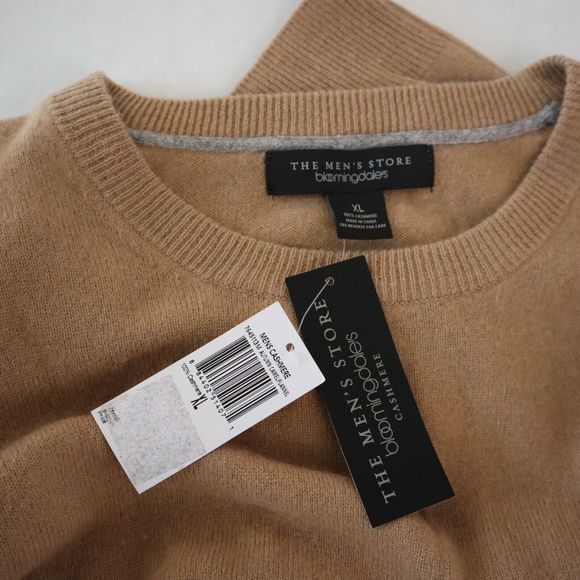 The Men's Store Bloomingdale's Sz XL Autumn Camel Brown Cashmere Sweater $198 - Picture 7 of 7